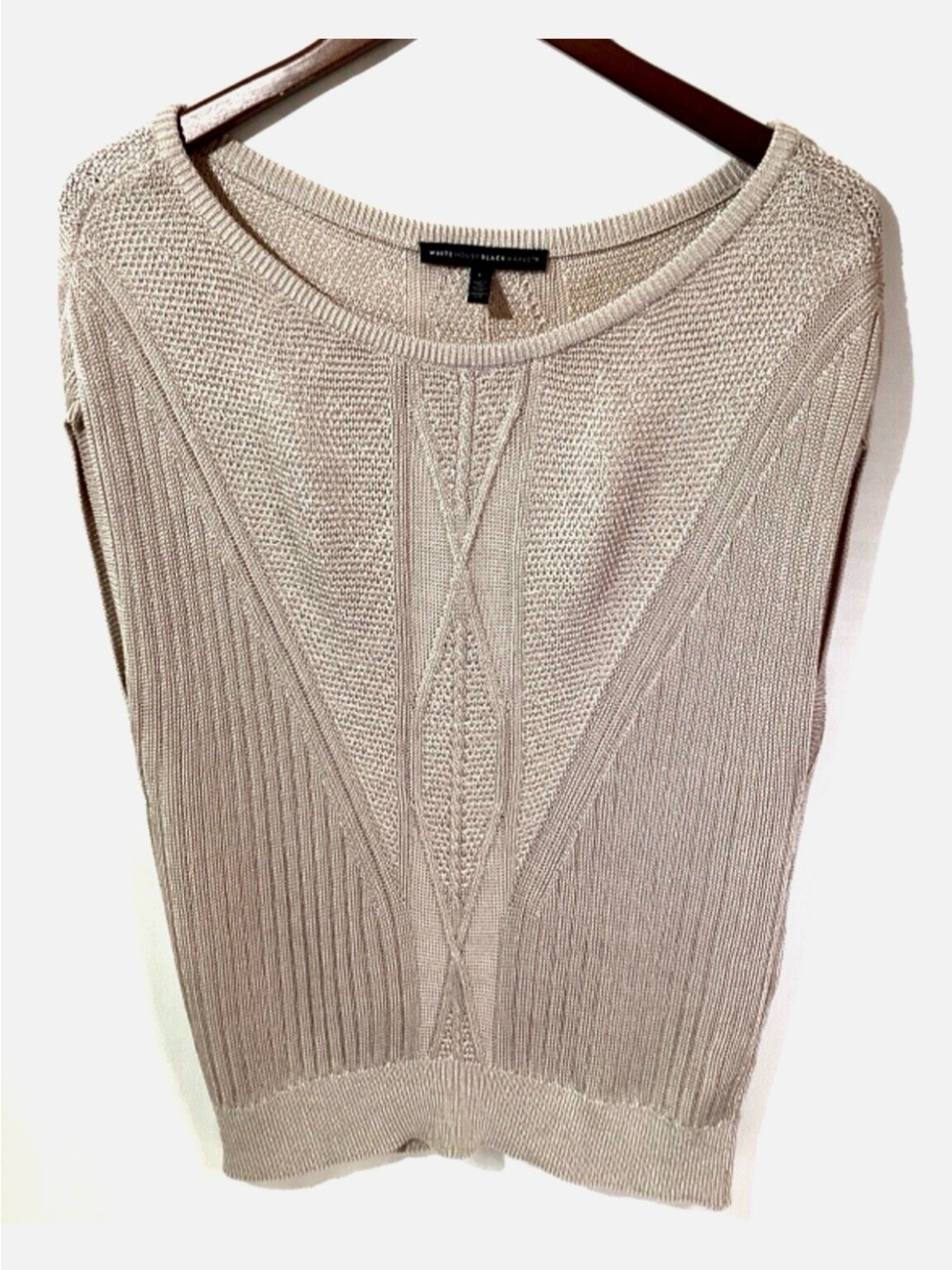 Women’s Cream Stitchy Cable Knit Sleeveless Sweater Vest